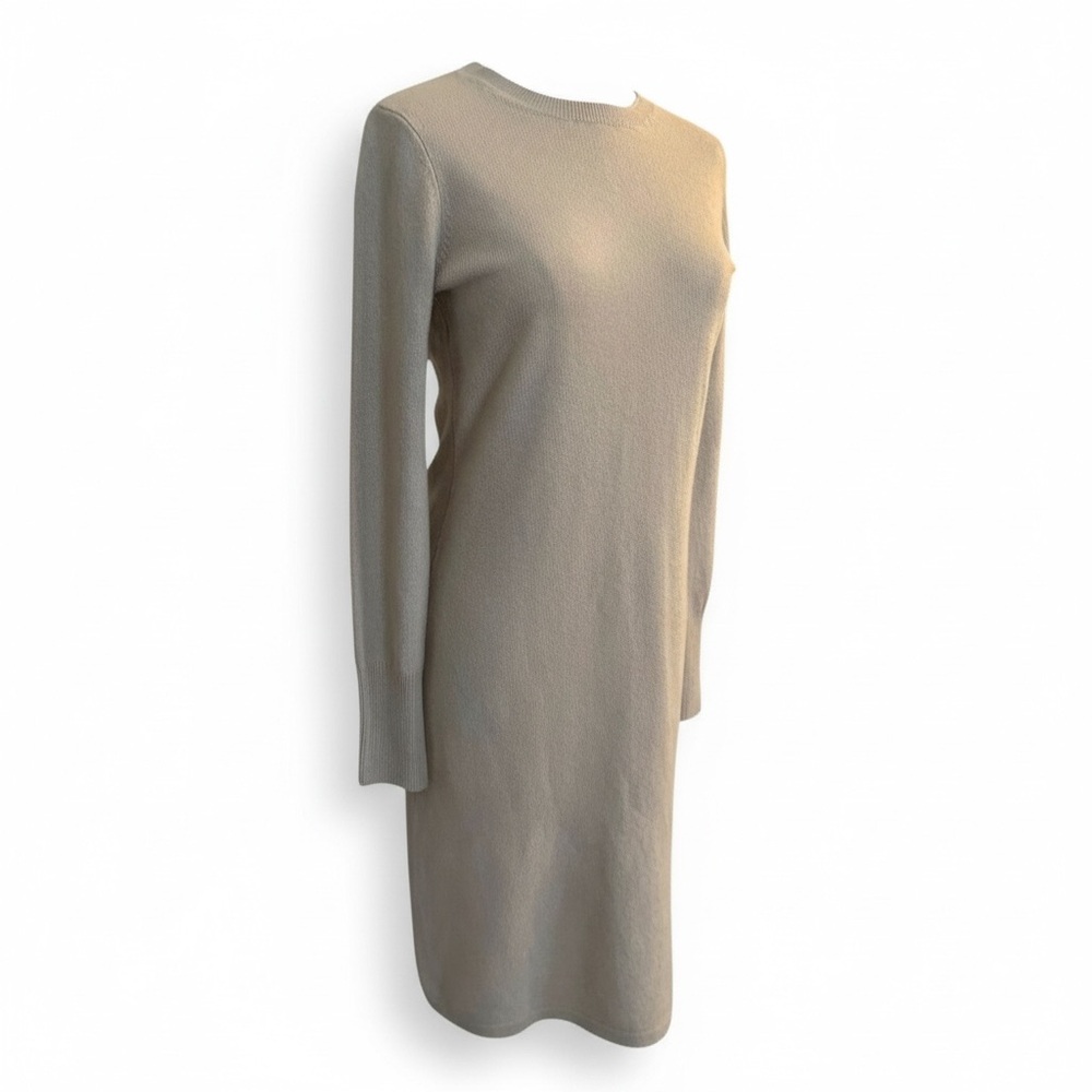 NEIMAN MARCUS COLLECTION ✘ Cashmere Knit Sweater Midi Dress Beige Long Sleeves
